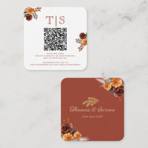 Carte De Correspondance Pampas Grass Terracotta Fall QR Code Encadrement