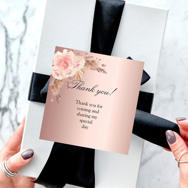 Carte De Correspondance Pampas herbe rousse rose merci (Créateur téléchargé)