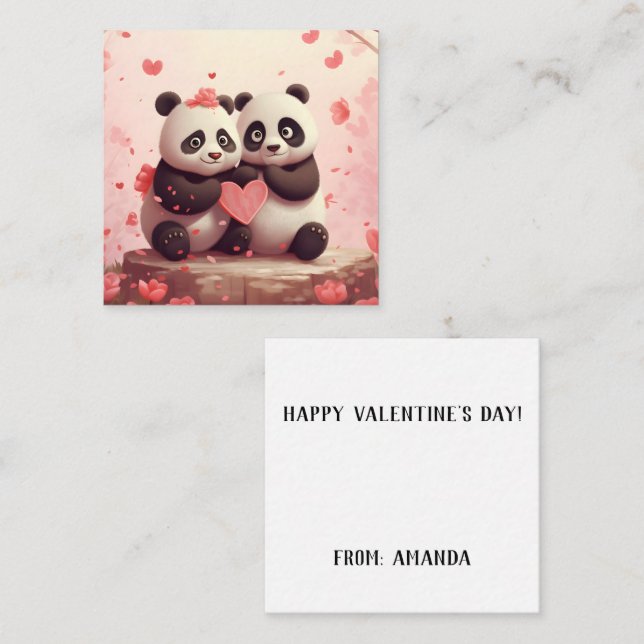 Carte De Correspondance Panda Valentine personnalisée mignonne (Devant / Derrière)