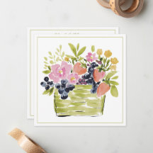 Panier de fruits et fleurs à l'aquarelle