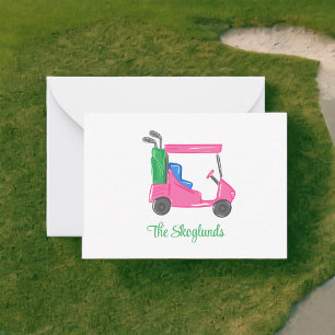 Carte De Correspondance Panier de golf Preppy Pink Personnalisé