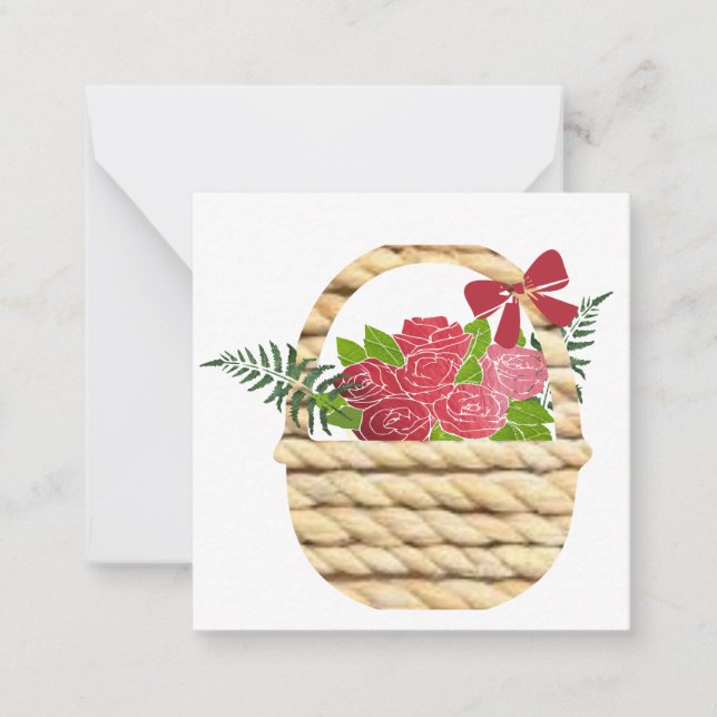 Carte De Correspondance Panier de roses rouges : (Devant)