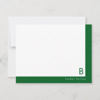 Papeterie à bande foncée verte Monogram Corner