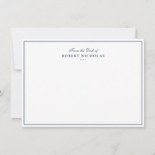 Carte De Correspondance Papeterie à bordure de script formel bleu marine