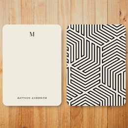 Carte De Correspondance Papeterie à monogramme à motif géométrique moderne