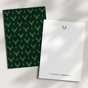 Carte De Correspondance Papeterie à monogramme et nom de cerf de la forêt