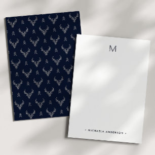 Carte De Correspondance Papeterie à monogramme et nom de cerf de la forêt