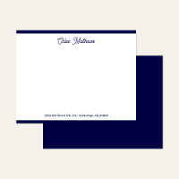 Papeterie bordure élégante écriture bleu marine
