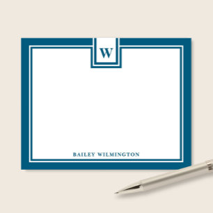 Carte De Correspondance Papeterie contemporaine à bordure bleu foncé avec