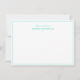 Carte De Correspondance Papeterie de bordure à deux écritures turquoise fo