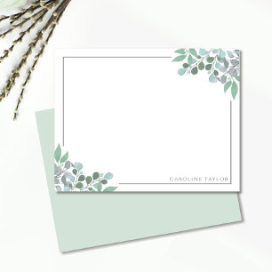 Carte De Correspondance Papeterie de bordure mince aux vignes d'eucalyptus