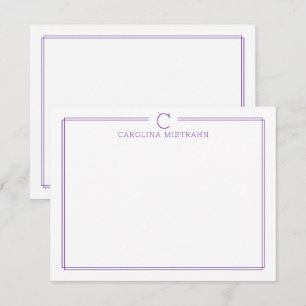 Carte De Correspondance Papeterie de bordure violette initiale monogramme 