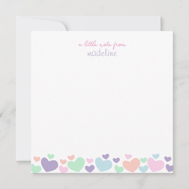 Carte De Correspondance Papeterie de cœur coloré mignonne et carrée écritu (Devant)