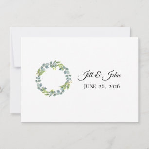 Carte De Correspondance Papeterie de mariage à couronne d'eucalyptus