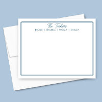 Papeterie de nom de famille à bordure bleu marine 