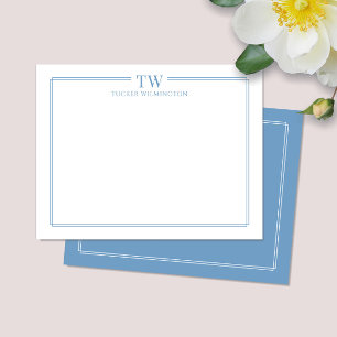 Carte De Correspondance Papeterie de station moderne à deux initiales avec