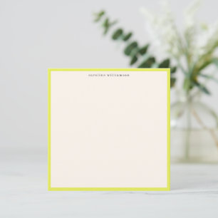 Carte De Correspondance Papeterie élégante avec bordure jaune Wasabi minim