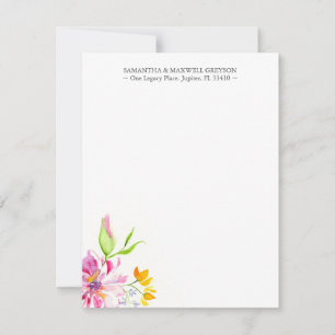 Carte De Correspondance Papeterie florale personnalisée