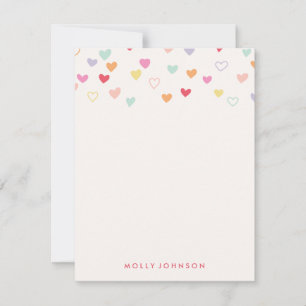 Carte De Correspondance Papeterie Little Hearts - fraise