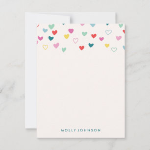 Carte De Correspondance Papeterie Little Hearts - Turquoise