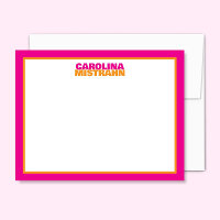 Papeterie Mignonne Bordure Orange Rose Nom Empilé