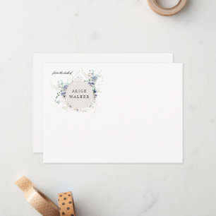 Carte De Correspondance Papeterie minimaliste Fleur sauvage Monogramme