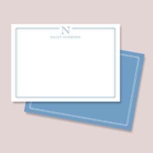 Carte De Correspondance Papeterie Moderne à Monogramme Initial avec Bordur