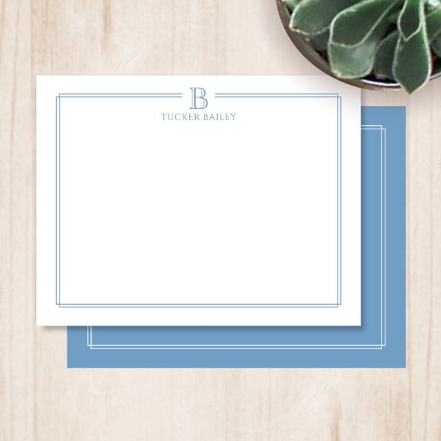 Carte De Correspondance Papeterie Moderne de Bureau avec Bordure Bleu Clai (Créateur téléchargé)