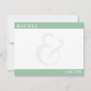 Carte De Correspondance Papeterie moderne minimaliste Couple's Sage Green