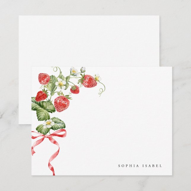 Carte De Correspondance Papeterie personnalisée à la mode fraise (Devant / Derrière)