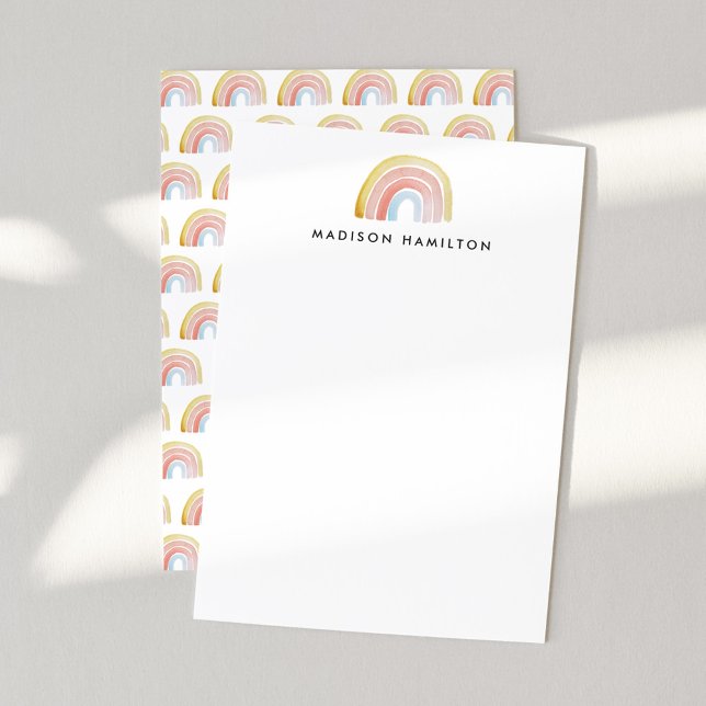 Carte De Correspondance Papeterie personnalisée arc-en-ciel à l'aquarelle  (Créateur téléchargé)