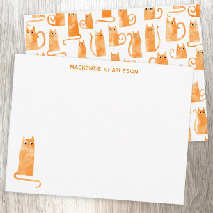 Carte De Correspondance Papeterie personnalisée Chat Orange