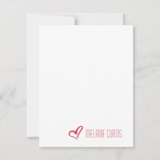Carte De Correspondance Papeterie personnalisée Coeur peint (Devant)