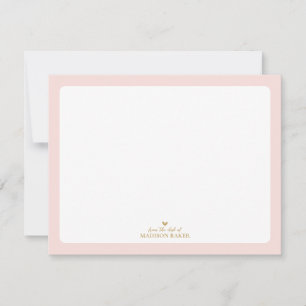 Carte De Correspondance Papeterie personnalisée Cœur simple Rose et Or