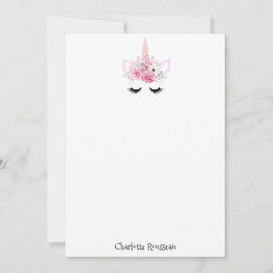 Carte De Correspondance Papeterie personnalisée de Unicorn Kid