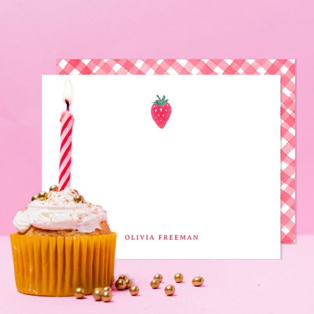 Carte De Correspondance Papeterie personnalisée fraise - Fruit rouge (Créateur téléchargé)