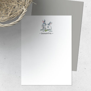 Carte De Correspondance Papeterie personnalisée Lapin Aquarelle