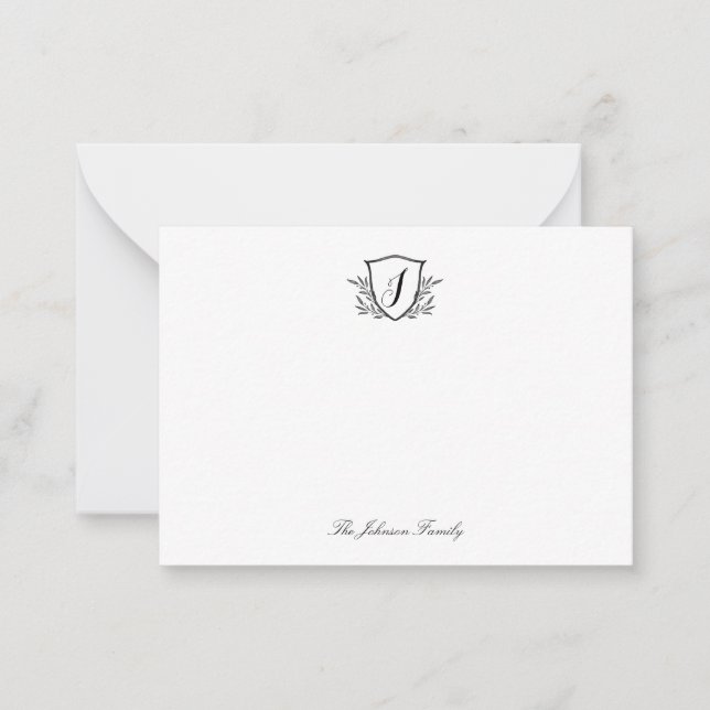 Carte De Correspondance Papeterie personnalisée Monogramme Crest (Devant)