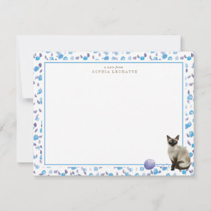 Carte De Correspondance Papeterie personnalisée pour chats de Siamese