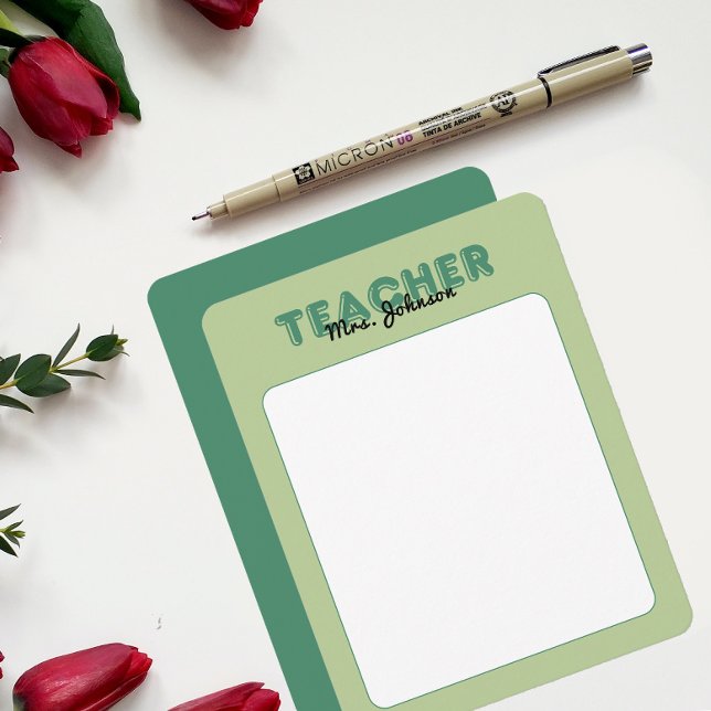 Carte De Correspondance Papeterie personnalisée pour enseignants Fin d'ann (Personalize Teacher Stationery Year End Green Note Card)