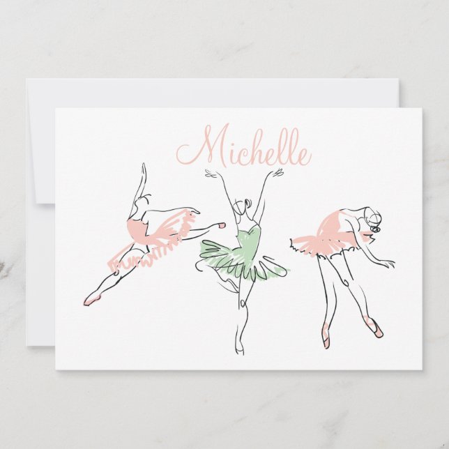 Carte De Correspondance Papeterie personnalisée Prima Ballerina (Devant)
