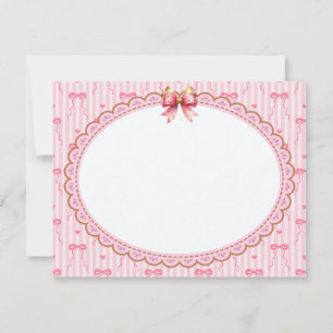 Carte De Correspondance Papeterie Remerciement Ruban Rose et Or Élégant