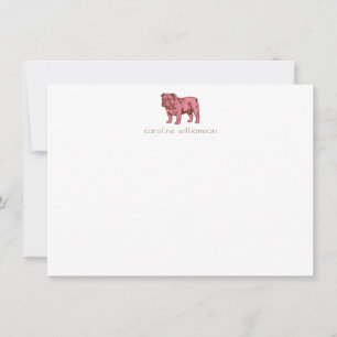 Carte De Correspondance Papeterie simple personnalisée Bulldog rose 