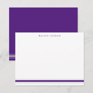 Carte De Correspondance Papeterie simple trois bandes violet gris pour hom