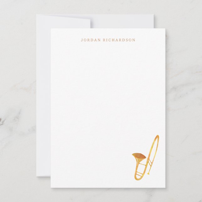 Carte De Correspondance Papeterie Trombone - Instrument Merci Notes (Devant)