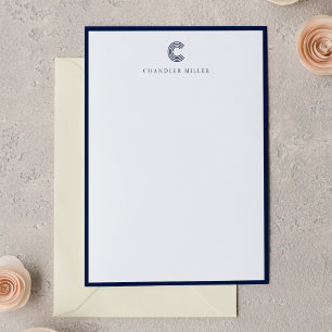 Carte De Correspondance Papeterie verticale personnalisée avec bordure ble