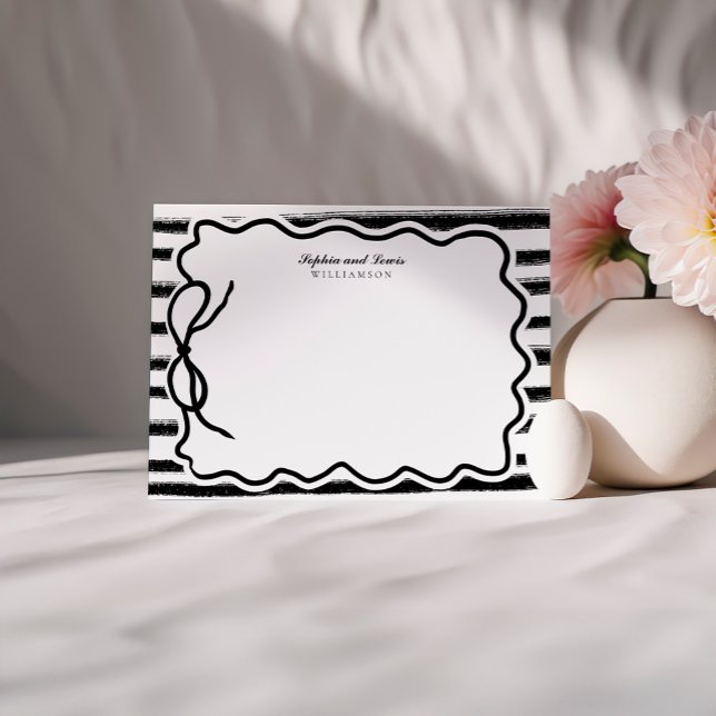 Carte De Correspondance Papier à couple en Bow de griffes noir et blanc (Créateur téléchargé)