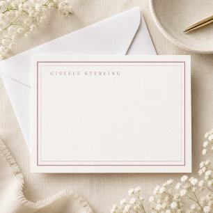 Carte De Correspondance Papier à Lettre Rose Pâle Ivoire Bordure Double Pe