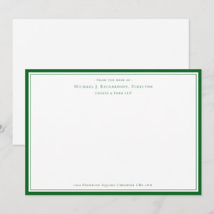 Carte De Correspondance Papier à Lettre Vert Forêt Monogramme De La Part D
