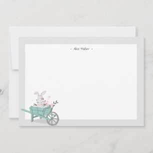 Carte De Correspondance Papier à lettres à monogramme floral à lapin de pr